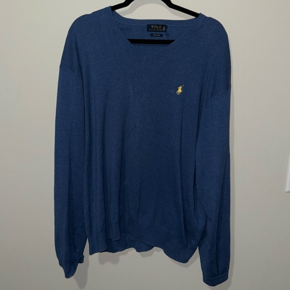 Polo Ralph Lauren Mens 100% Pima Cotton Pullover Sweater Blue XXL Tall EUC - Picture 1 of 7